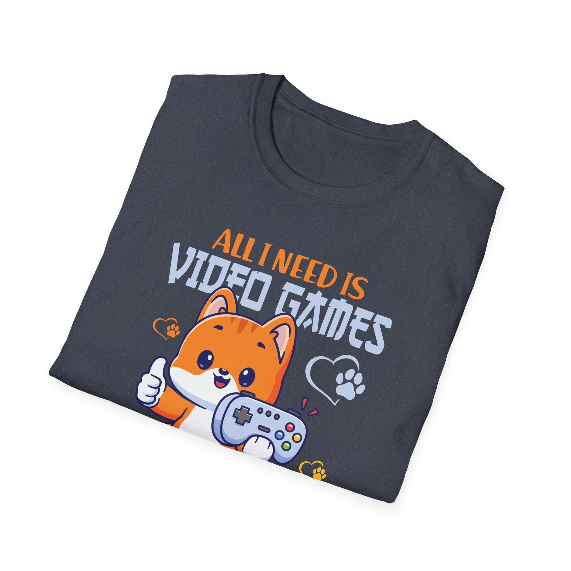 Funny All I Need Is Video Games And My Cat Gamer Gaming Unisex T-Shirt