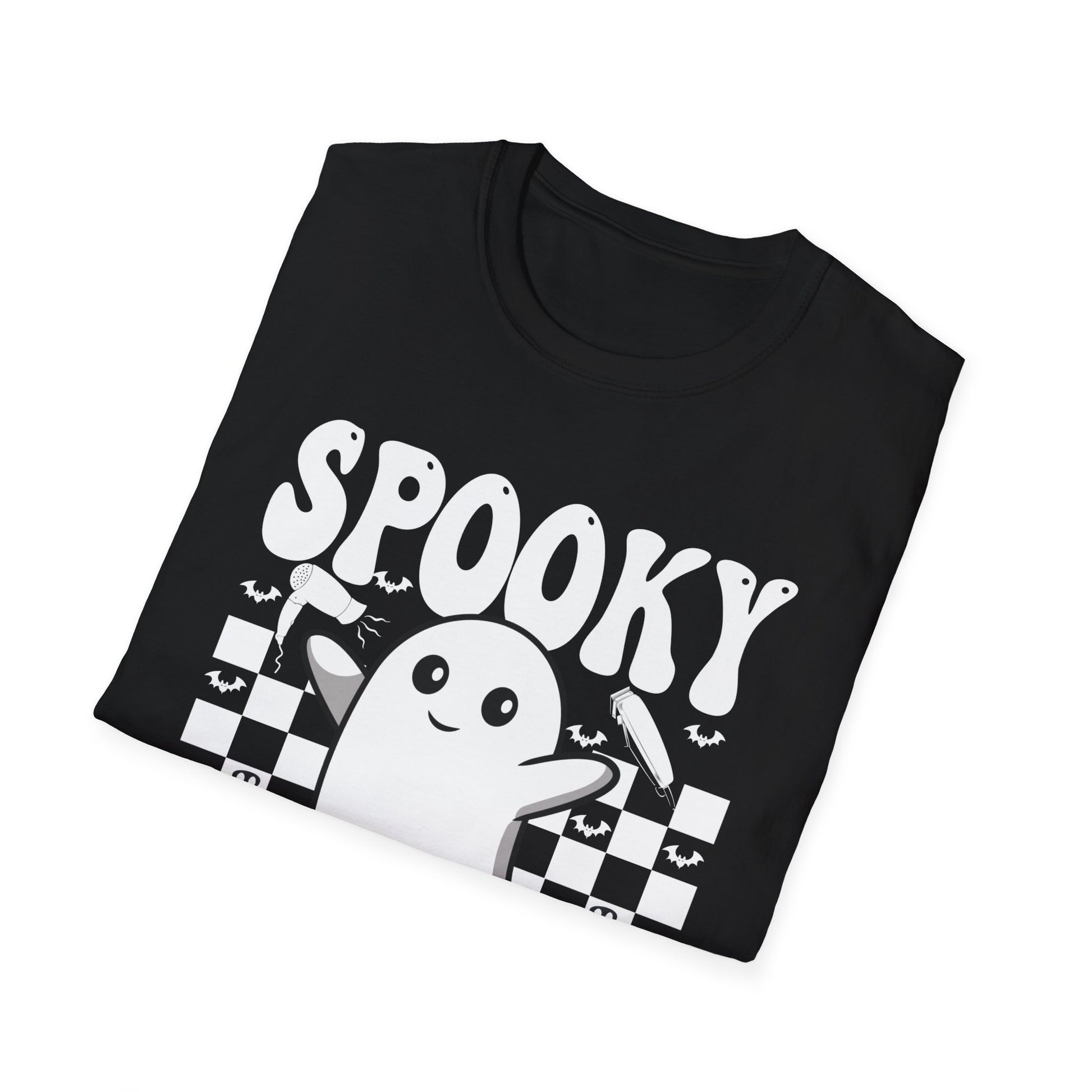 Spooky Hairstylist T-Shirt — Cute Ghost Hairdresser Halloween Tee
