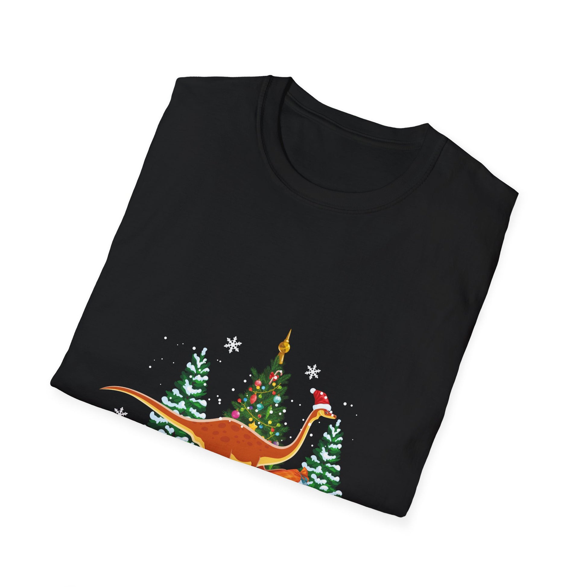 Christmas Brachiosaurus Dinosaur eating a Christmas Tree Unisex T-Shirt