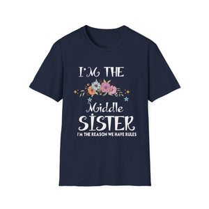 Middle Sister T-Shirt — “I’m the Middle Sister, I’m the Reason We Have Rules” Floral Tee