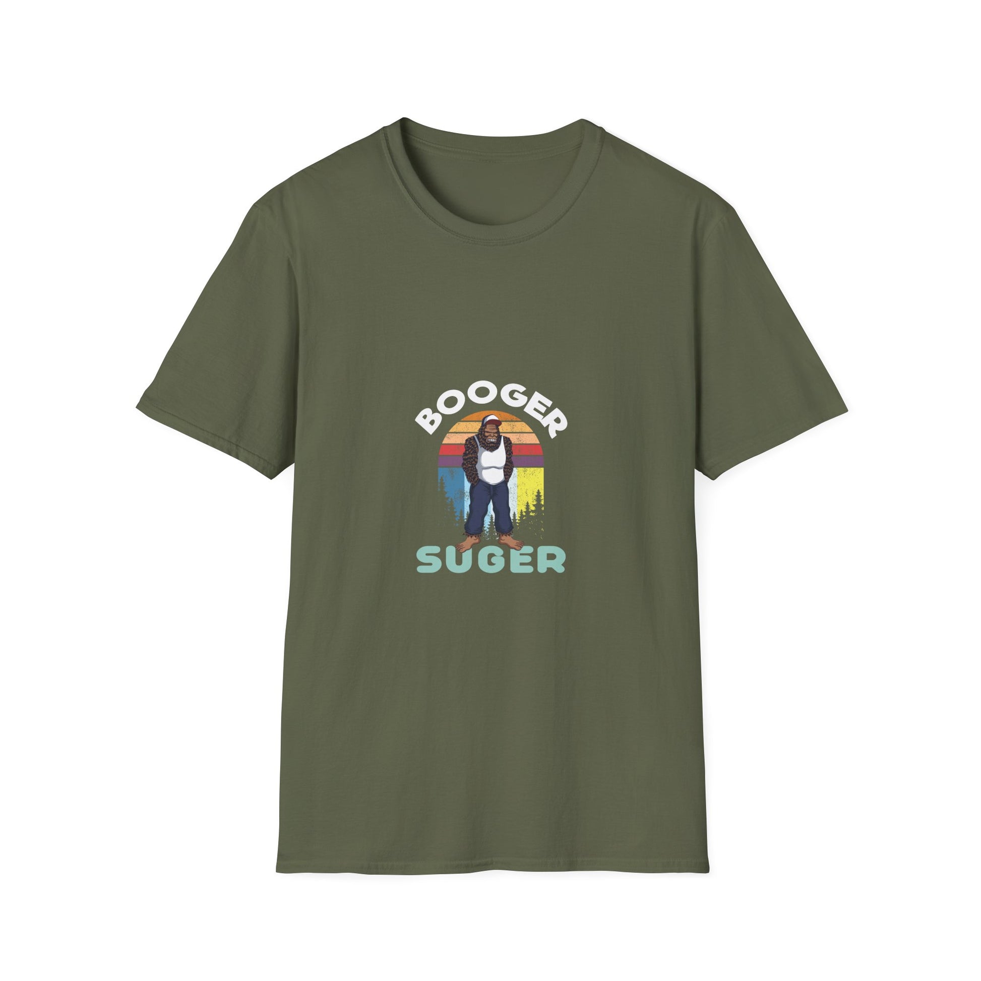 Booger Suger Retro Bigfoot T-Shirt — Funny Sasquatch Graphic Tee