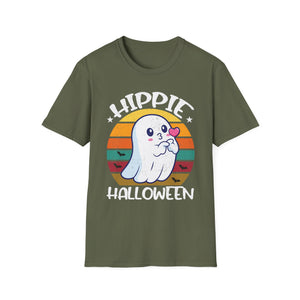 Hippie Halloween T-Shirt – Cute Ghost Retro Sunset Graphic