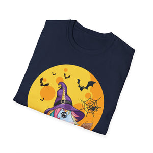 Cute Witch Unicorn Halloween Pumpkin Girls Women Halloween Tee