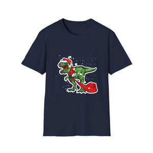Christmas T‑Shirt — Festive Santa T‑Rex Holiday Graphic Tee