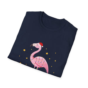 Christmas Flamingo T-Shirt — Festive Pink Flamingo with Santa Hat