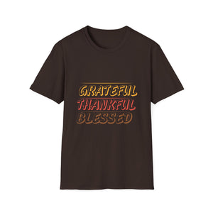 Grateful Thankful Blessed T-Shirt — Retro Fall Thanksgiving Tee  Unisex T-Shirt