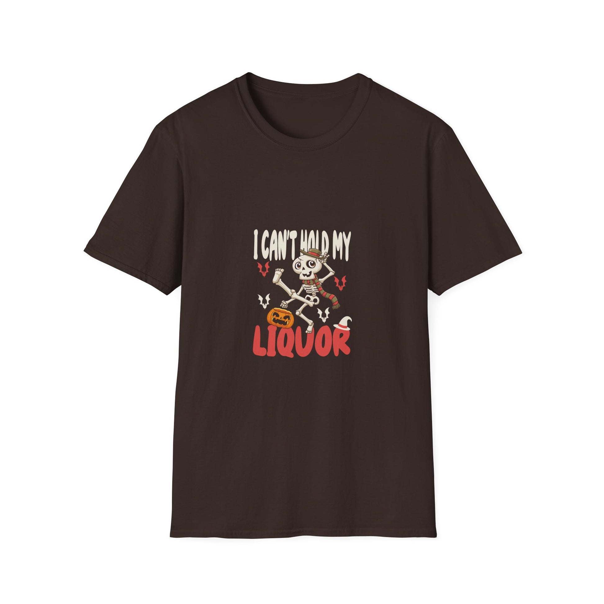 I Can't Hold My Liquor Halloween T-Shirt — Dancing Skeleton Pumpkin Party Tee