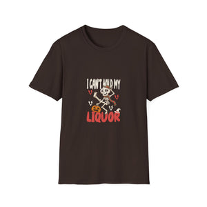 I Can't Hold My Liquor Halloween T-Shirt — Dancing Skeleton Pumpkin Party Tee
