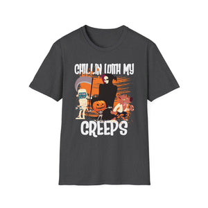 Chilling With My Creeps Halloween- Dancing Ghost Halloween Tee Unisex Softstyle T-Shirt
