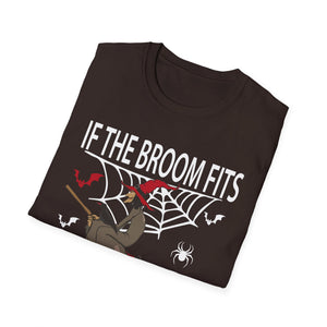 If The Broom Fits Ride It Halloween Outfit - Halloween Witch Tee Unisex Softstyle T-Shirt
