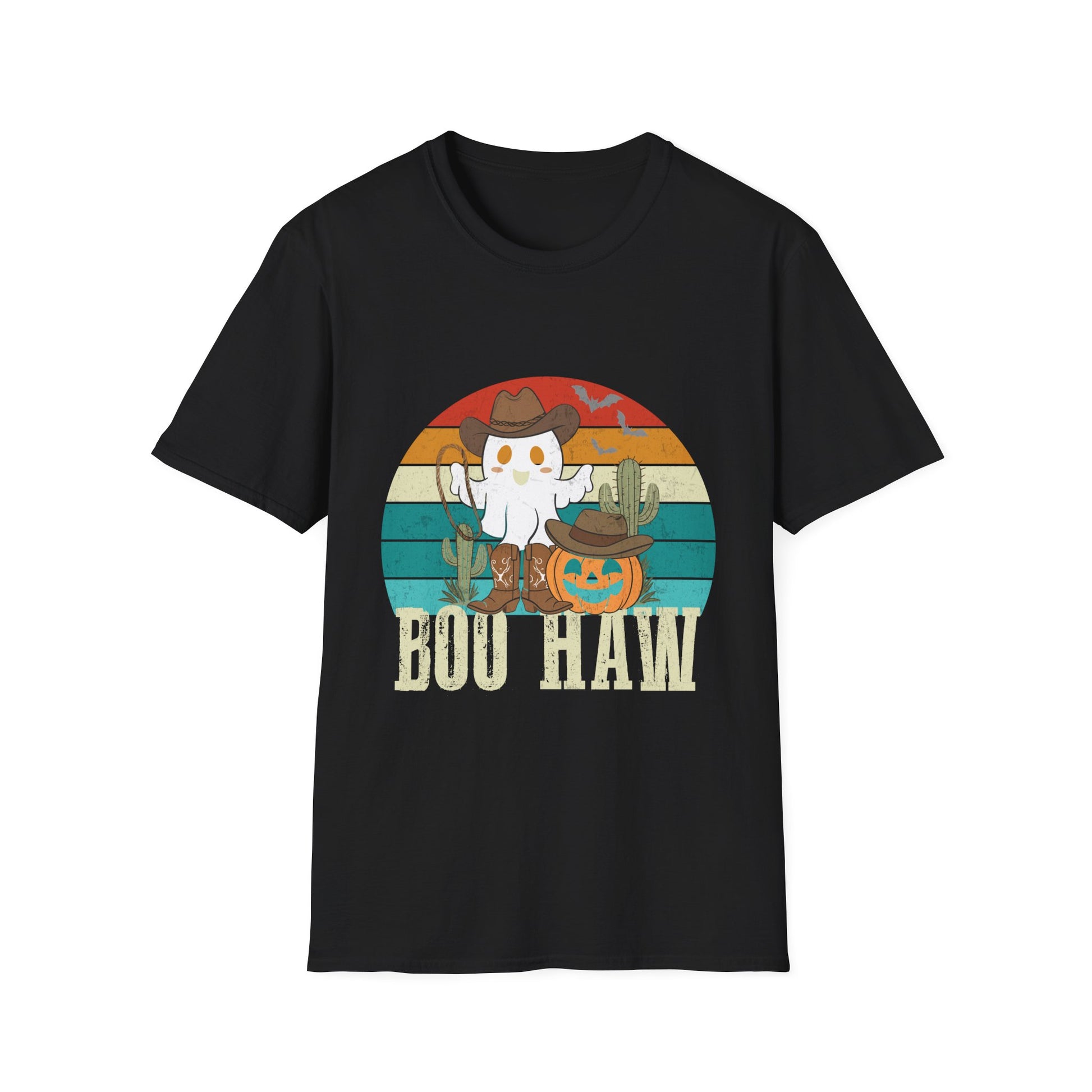 Boo Haw T-Shirt – Halloween Cowboy Ghost & Pumpkin Vintage Tee