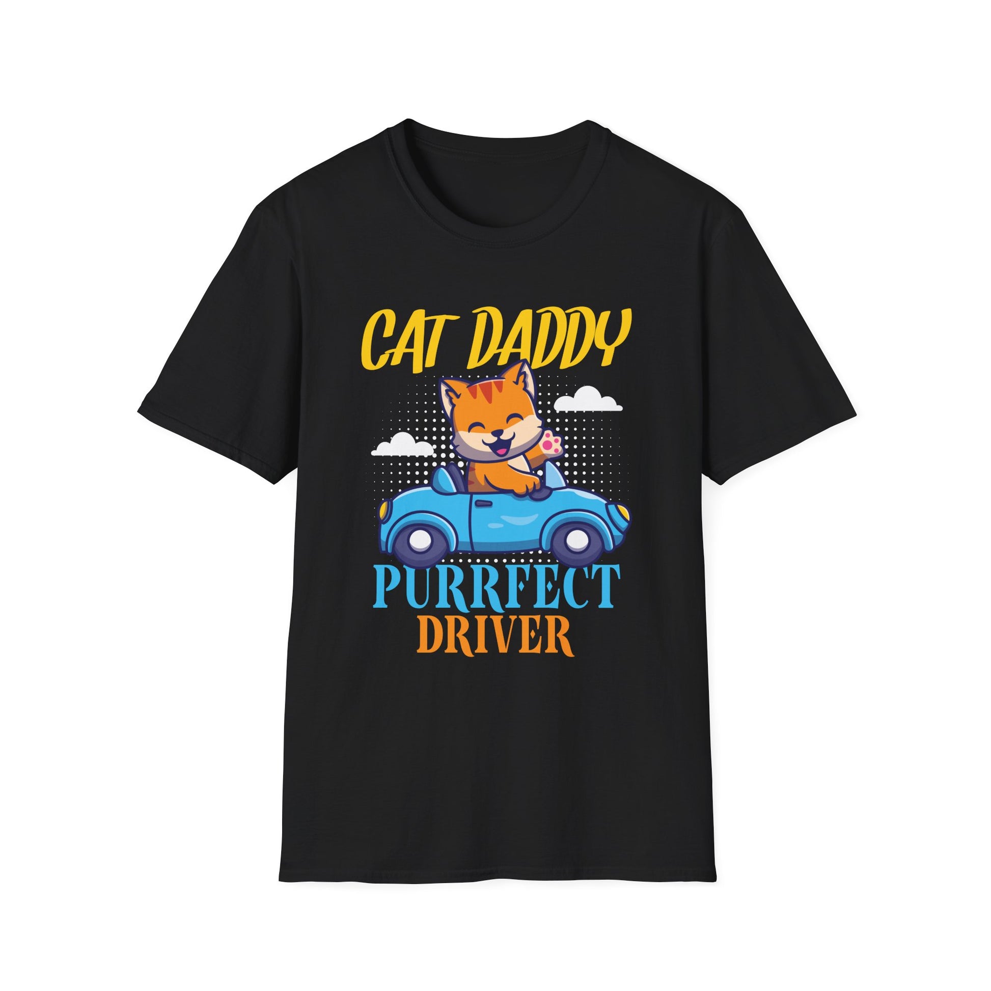 Pop Culture Cat Daddy Purrfect Driver Funny Retro Cat Dad Unisex T-Shirt