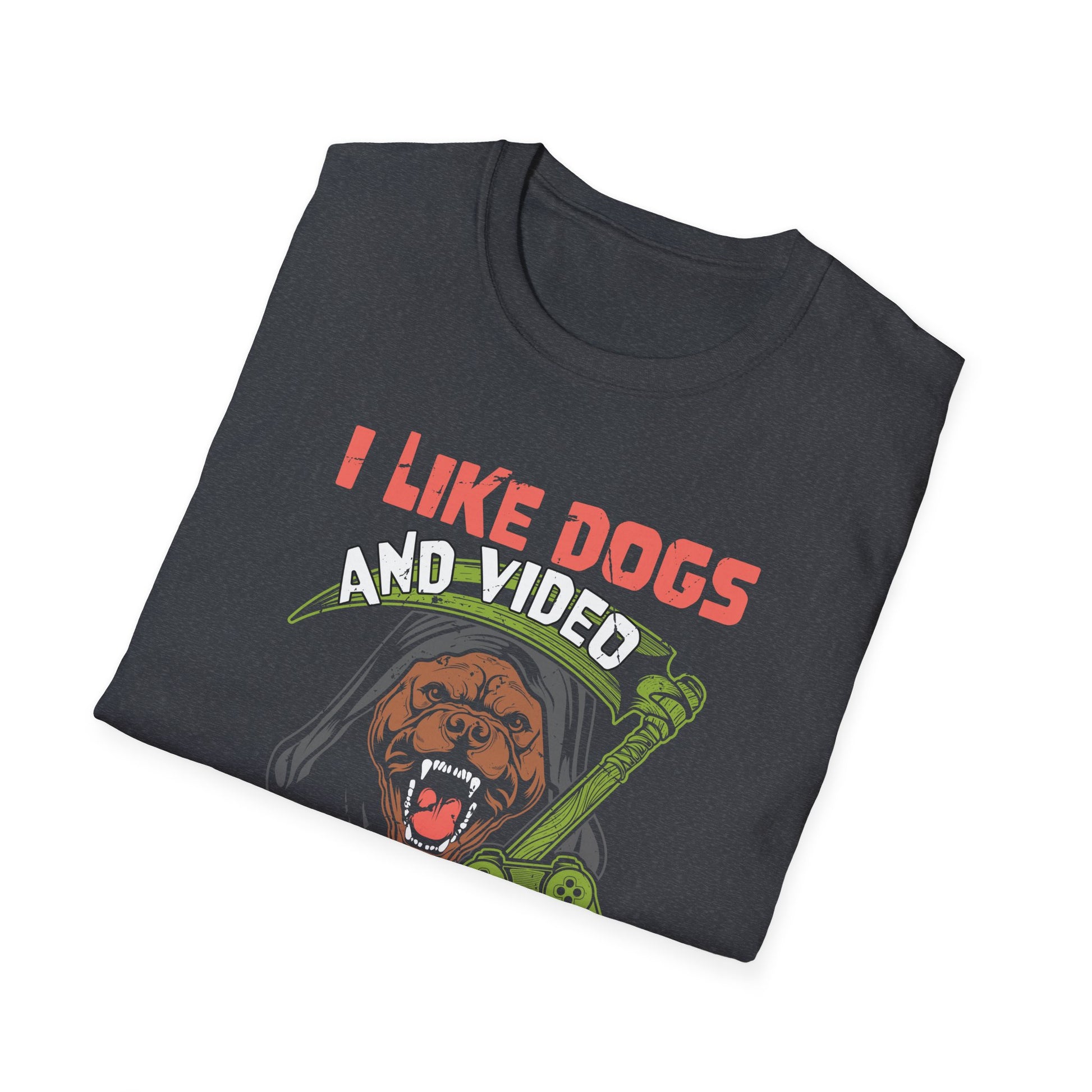 I like dogs and video games and maybe 3 people Unisex T-Shirt