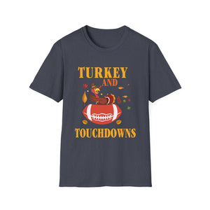 Turkey and Touchdowns T-Shirt — Thanksgiving Football Tee  Unisex T-Shirt