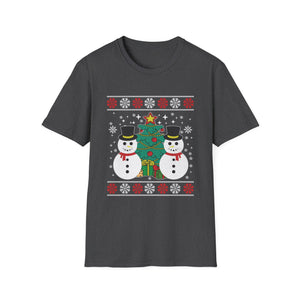Christmas Snowmen T-Shirt — Festive Holiday Tree & Snowflake Tee