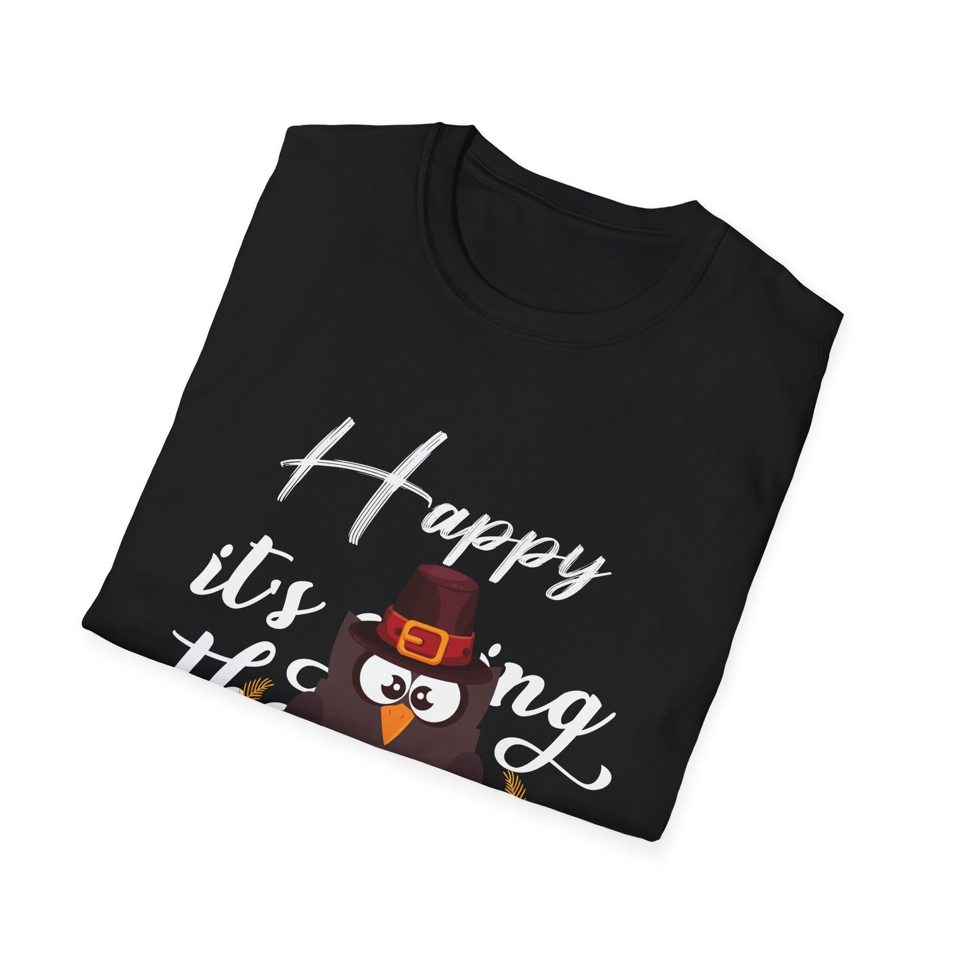 Thanksgiving T-Shirt — "Happy it's turkey time Thanksgiving" Cute Pilgrim Turkey Tee