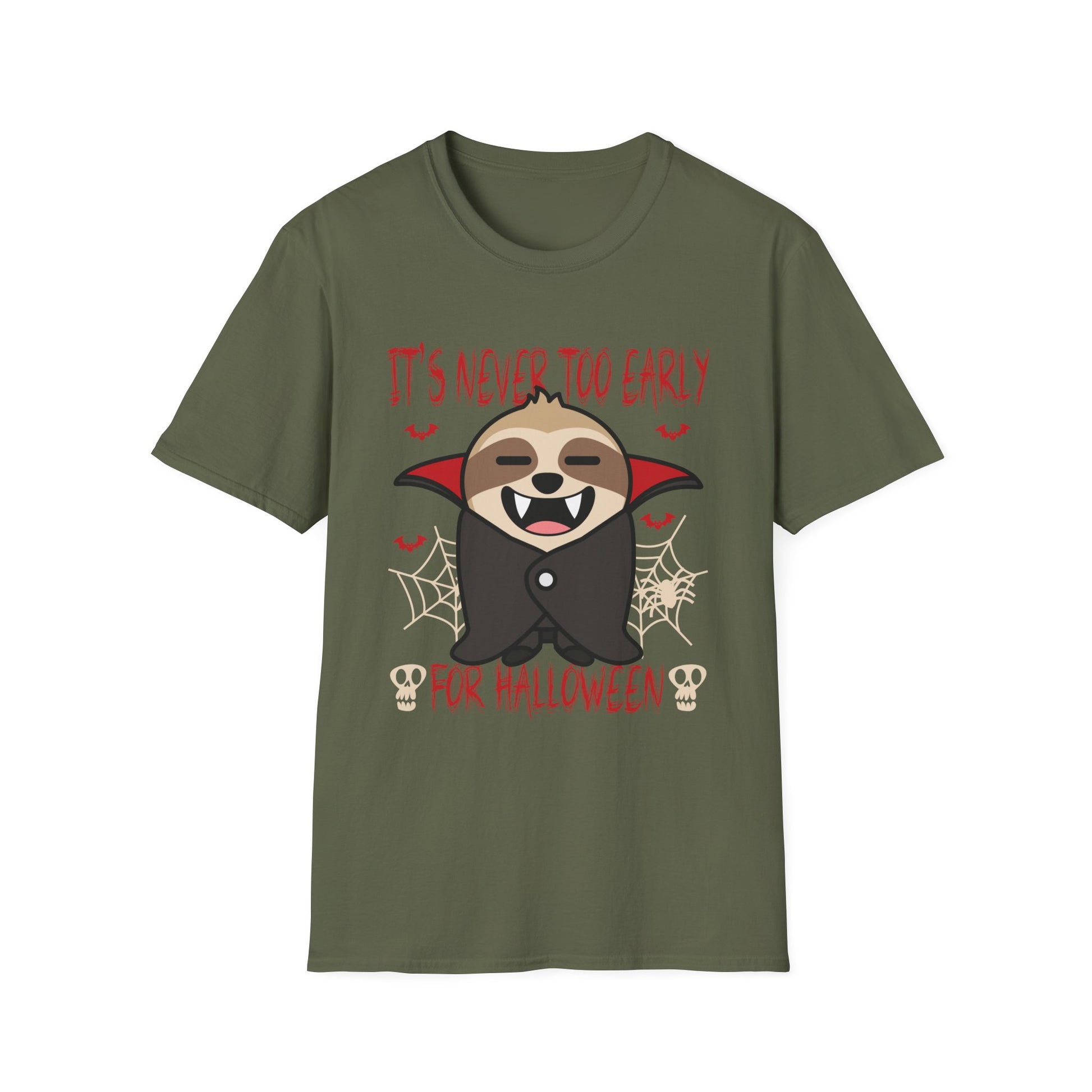 Sloth Vampire Halloween T-Shirt – "It's Never Too Early for Halloween"