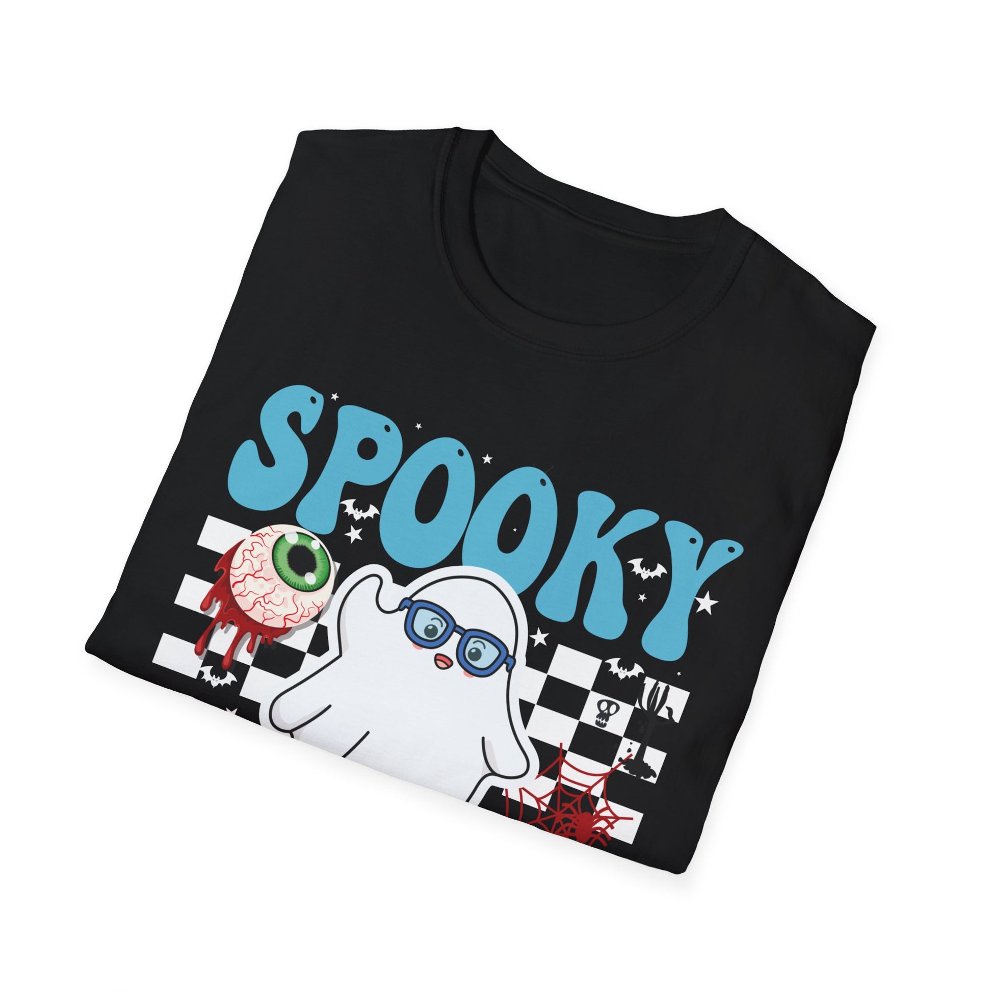 Spooky Optician T-Shirt — Halloween Ghost Eyecare Graphic Tee
