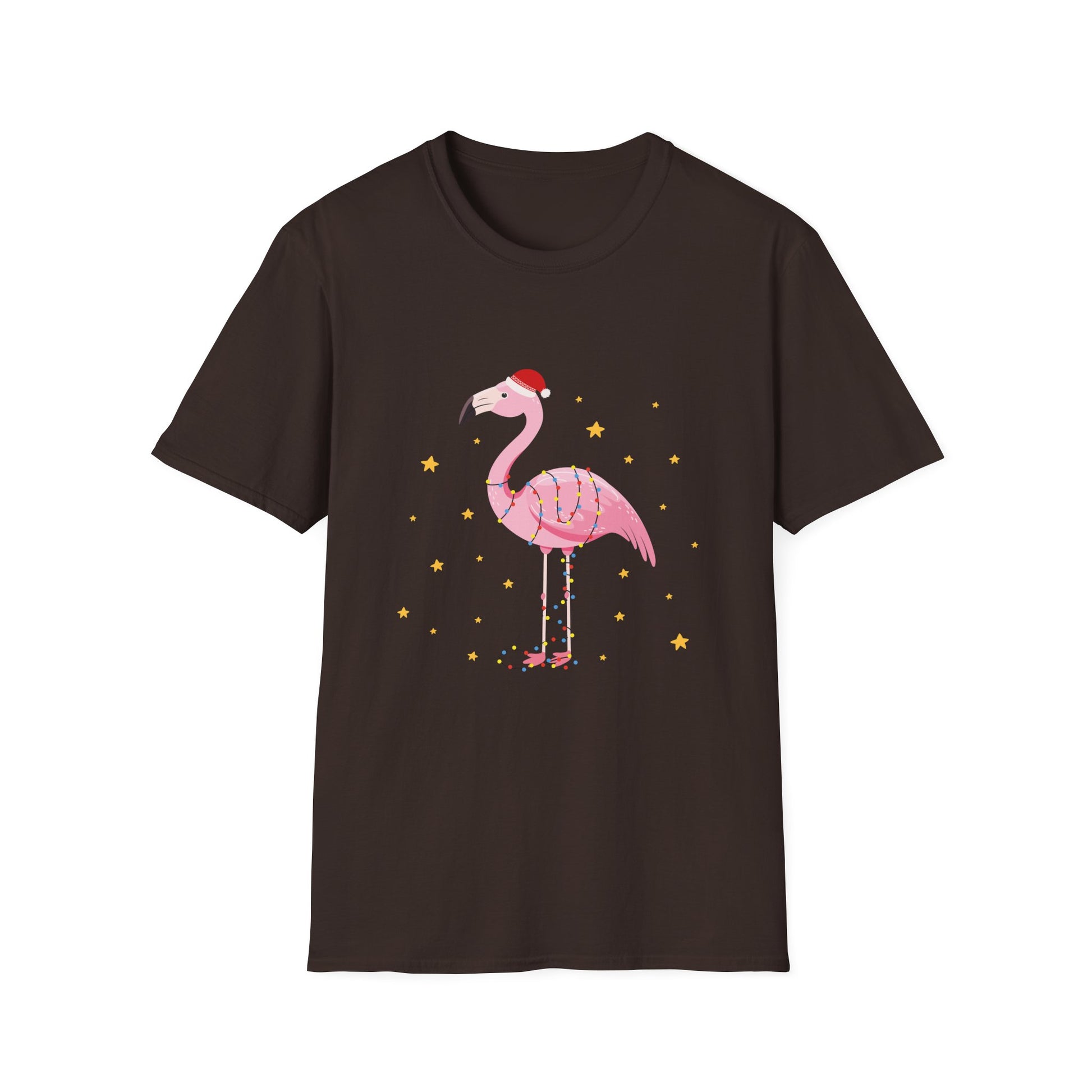 Christmas Flamingo T-Shirt — Festive Pink Flamingo with Santa Hat