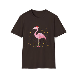 Christmas Flamingo T-Shirt — Festive Pink Flamingo with Santa Hat