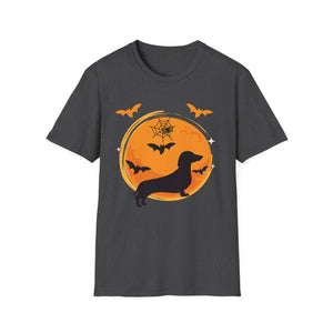 Dachshund Halloween T-Shirt — Dachshund Silhouette with Bats & Moon