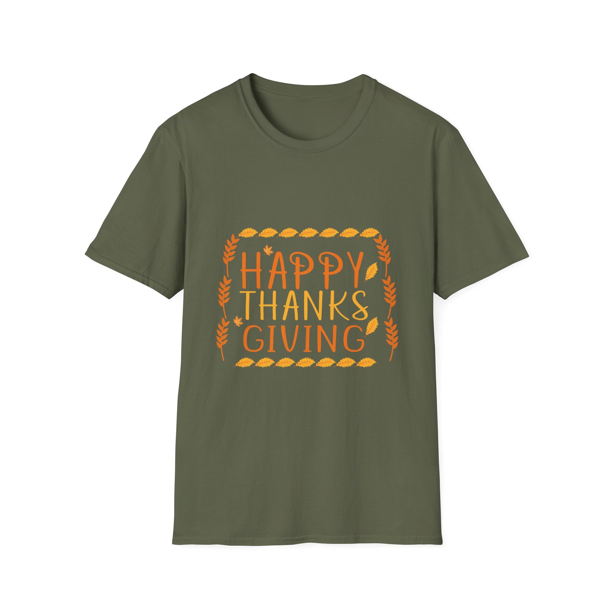 Thanksgiving T-Shirt — "Happy Thanksgiving" Autumn Wheat Holiday Tee