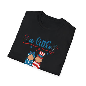 Baby Shower T-Shirt – “A Little Firecracker Is On The Way” Patriotic 4th of July Pregnancy Tee