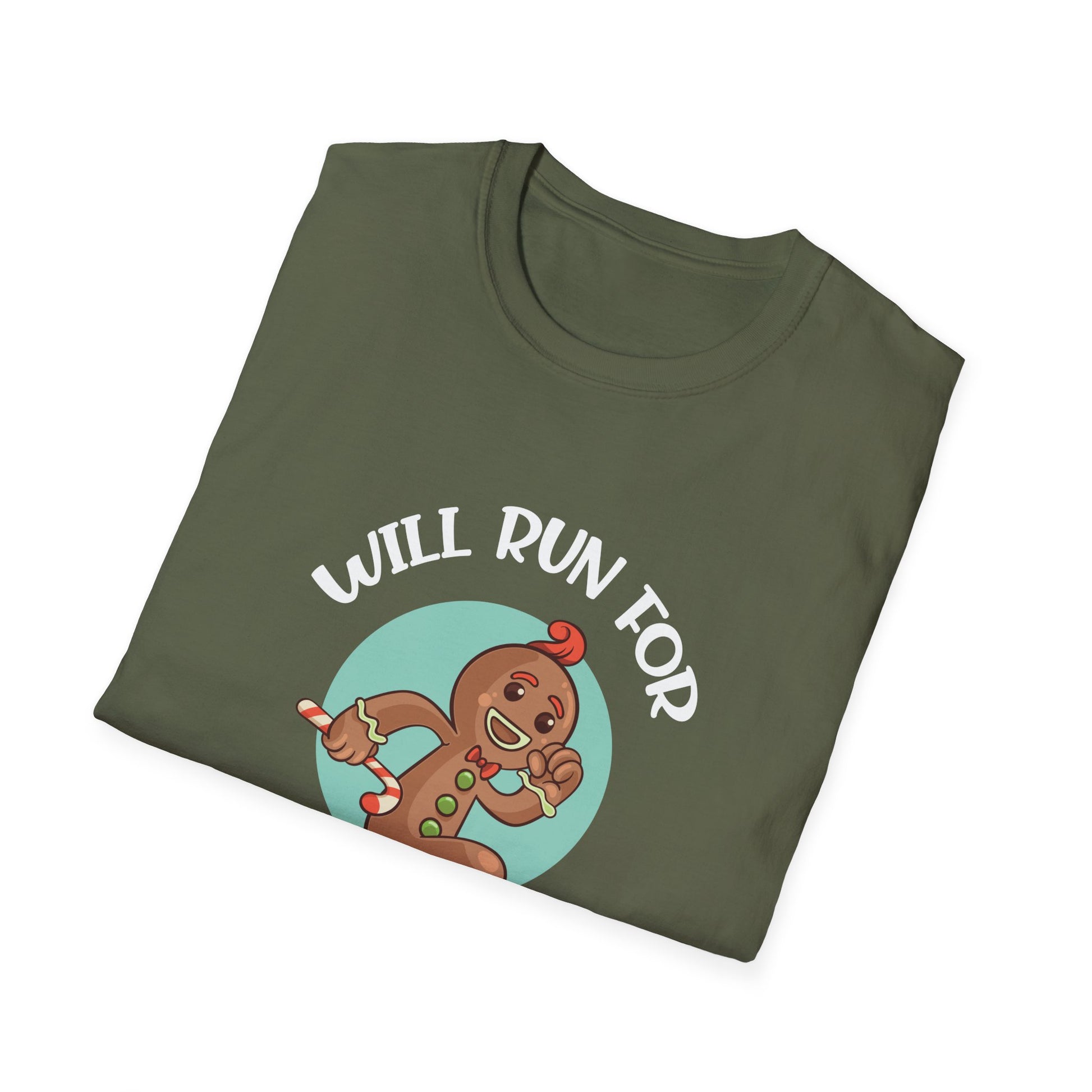 Will Run For Christmas Cookies T-Shirt — Funny Gingerbread Running Holiday Tee