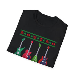 Electric Guitar Christmas T-Shirt — Holiday Ugly Sweater Style for Musicians