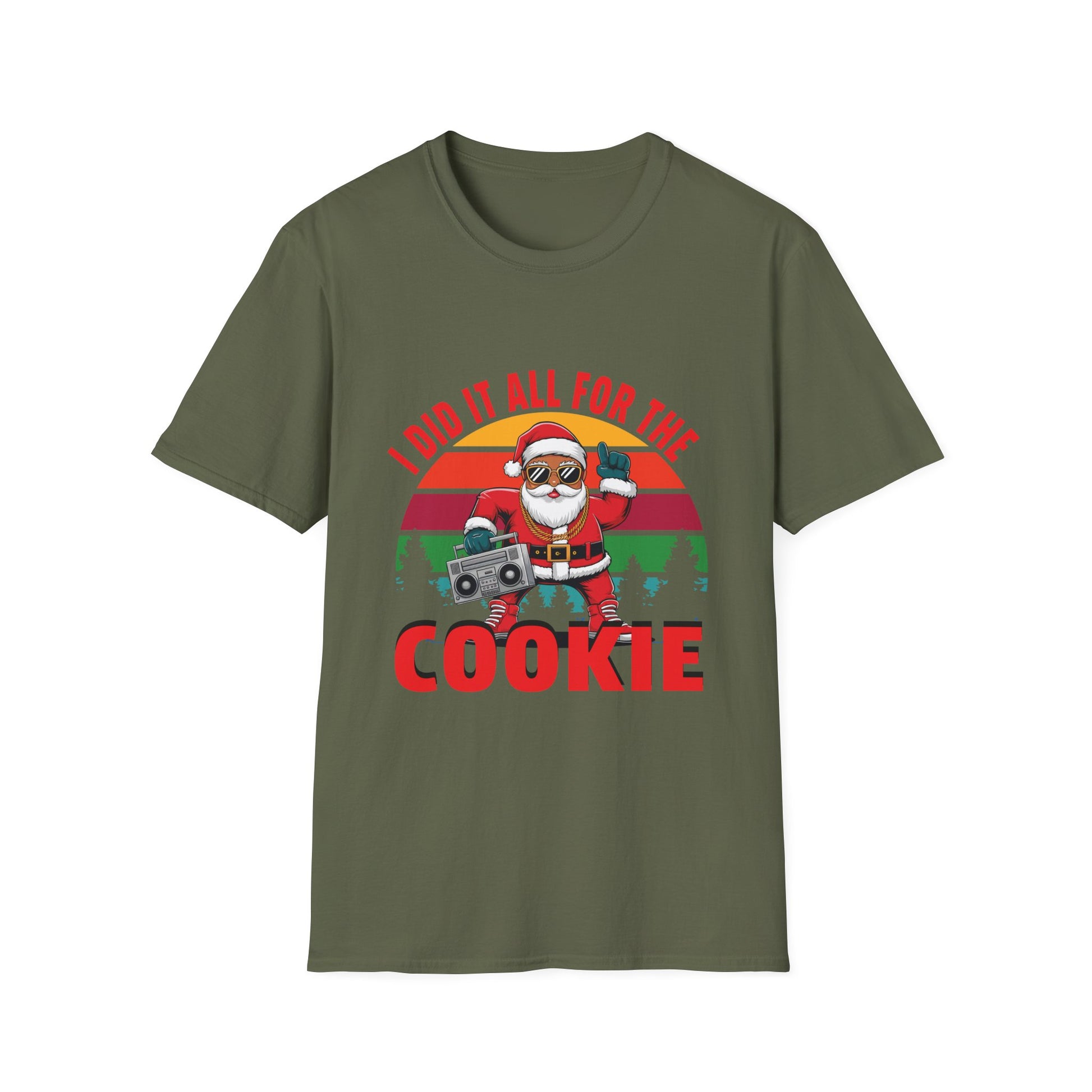 Christmas T-Shirt — "I Did It All For The Cookie" Santa Cookie Vintage Graphic Tee