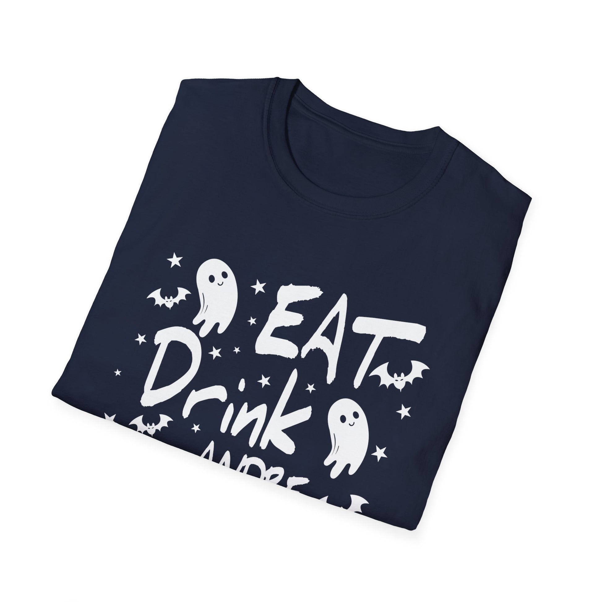 Halloween Ghost Tee - "Eat Drink and Be Scary" Funny Spooky Halloween T-Shirt