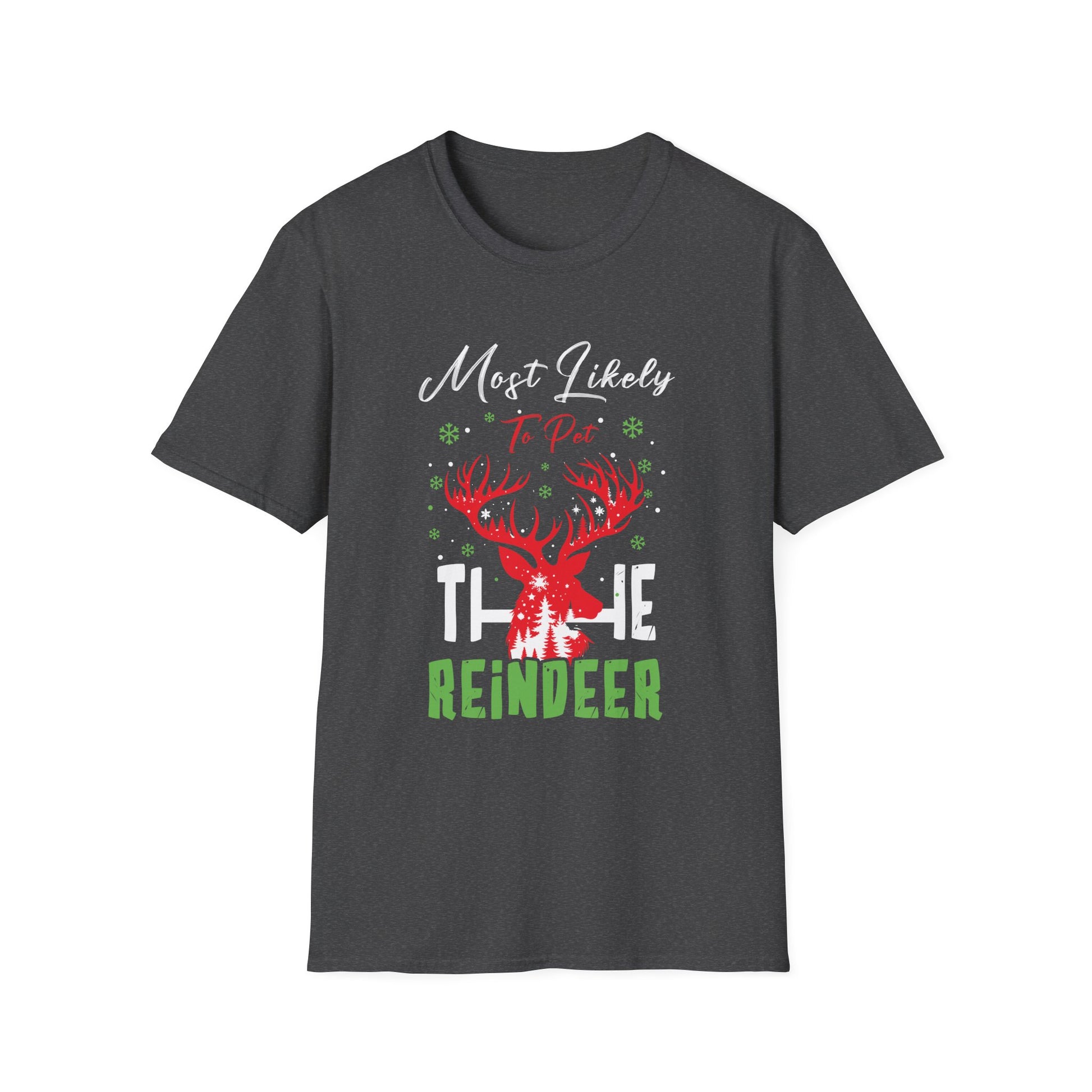 Most Likely To Pet The Reindeer Funny Christmas 2023 T-Shirt