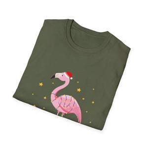 Christmas Flamingo T-Shirt — Festive Pink Flamingo with Santa Hat