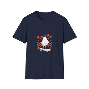 Creep It Real Ghost Skateboard T-Shirt — Halloween Skate Tee