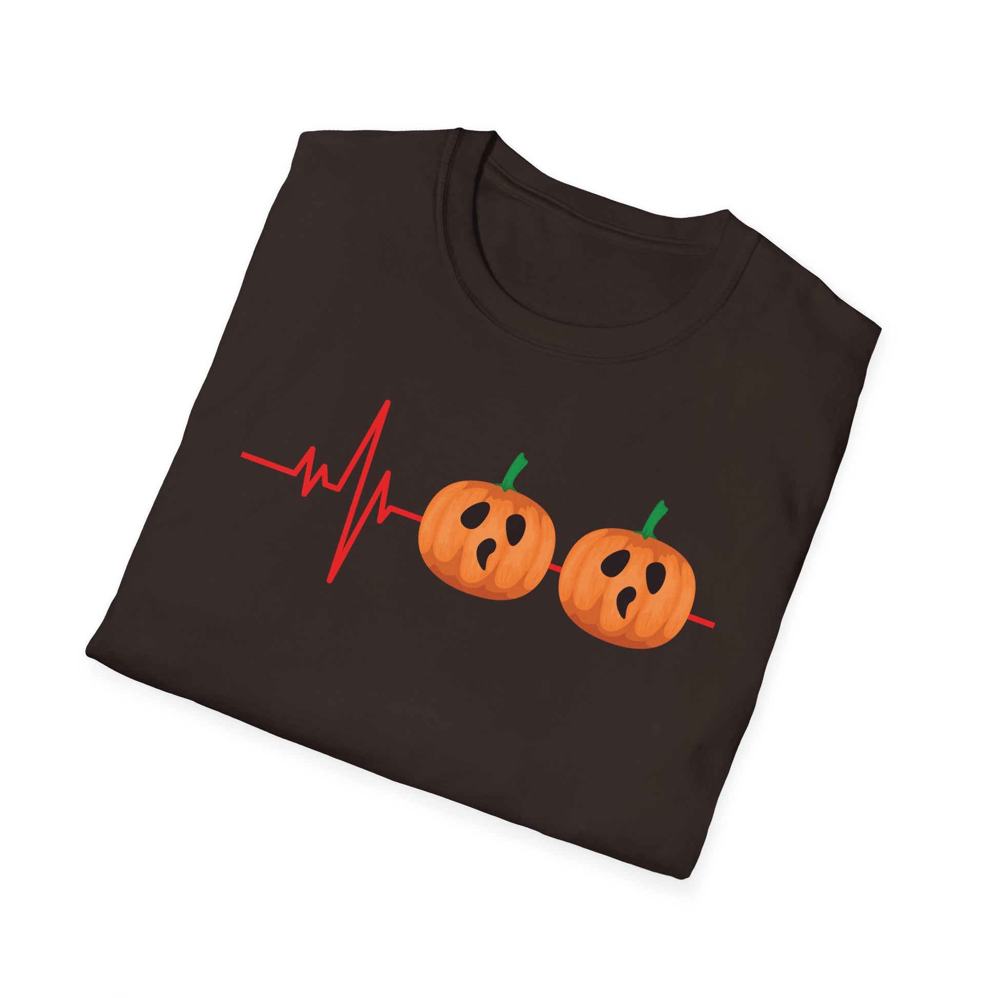 Halloween Pumpkin Heartbeat T-Shirt — Cute Jack-O’-Lantern ECG Tee