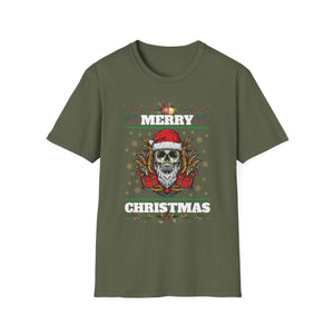 Merry Christmas Skull T-Shirt — Santa Skull Holiday Tee