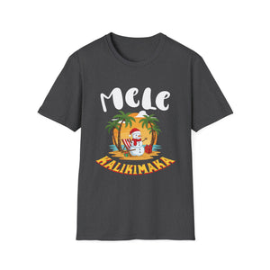 Mele Kalikimaka T-Shirt — Hawaiian Christmas Palm Tree Santa Tee