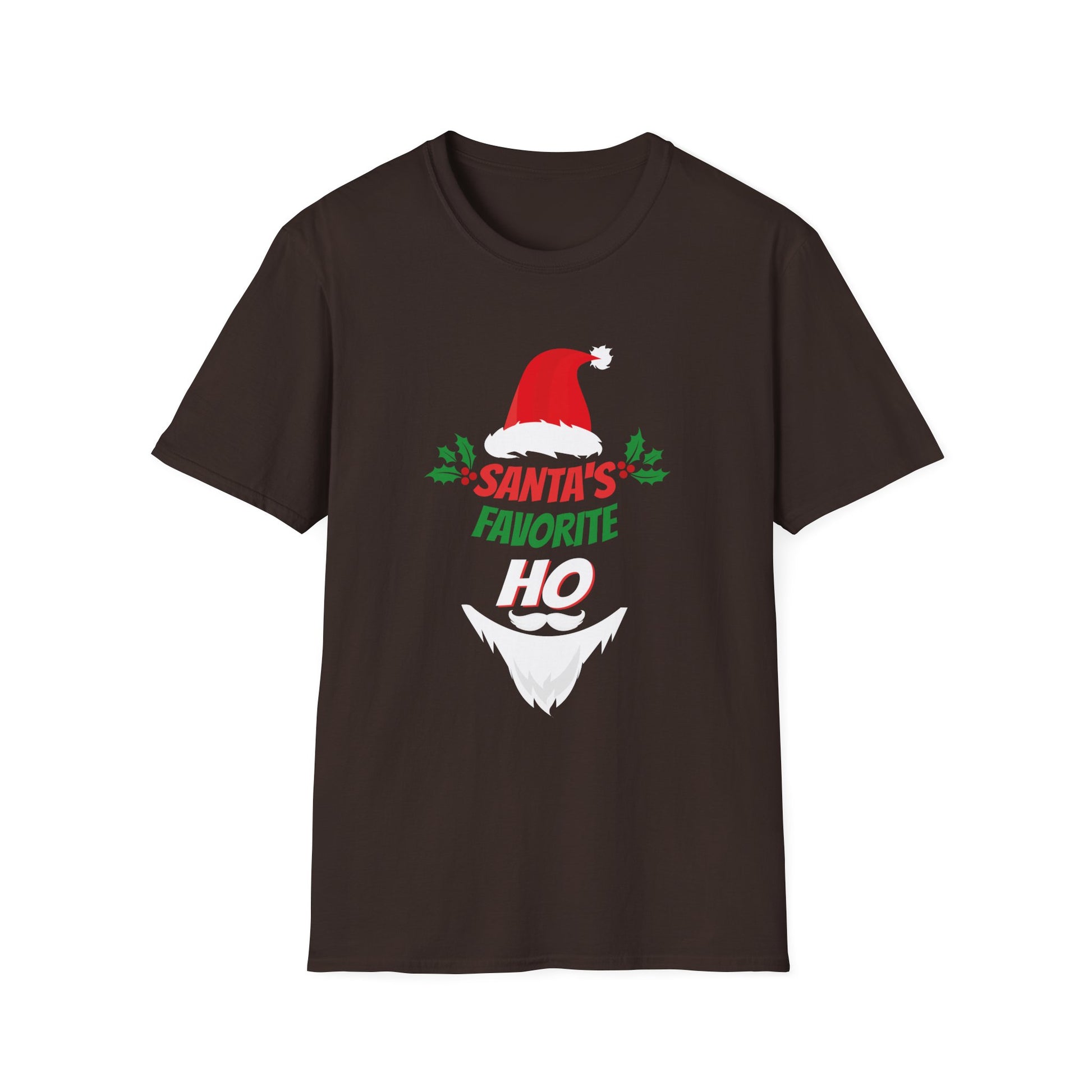 Funny Christmas Santa_s Favorite Ho Naughty Pajama Black Unisex Adult Cotton Polyester Short Sleeve Unisex Softstyle T-Shirt
