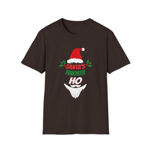 Funny Christmas Santa_s Favorite Ho Naughty Pajama Black Unisex Adult Cotton Polyester Short Sleeve Unisex Softstyle T-Shirt