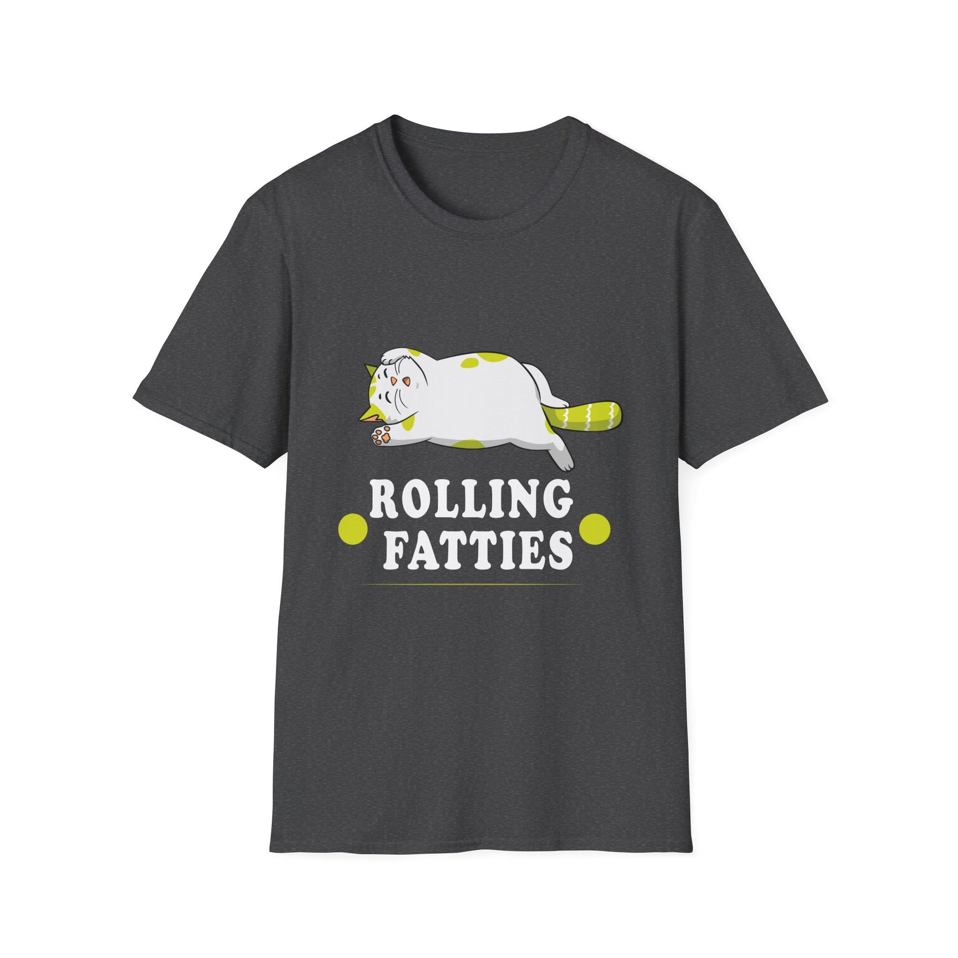 Cat T-Shirt — "Rolling Fatties" Funny Lazy Cat Graphic Tee