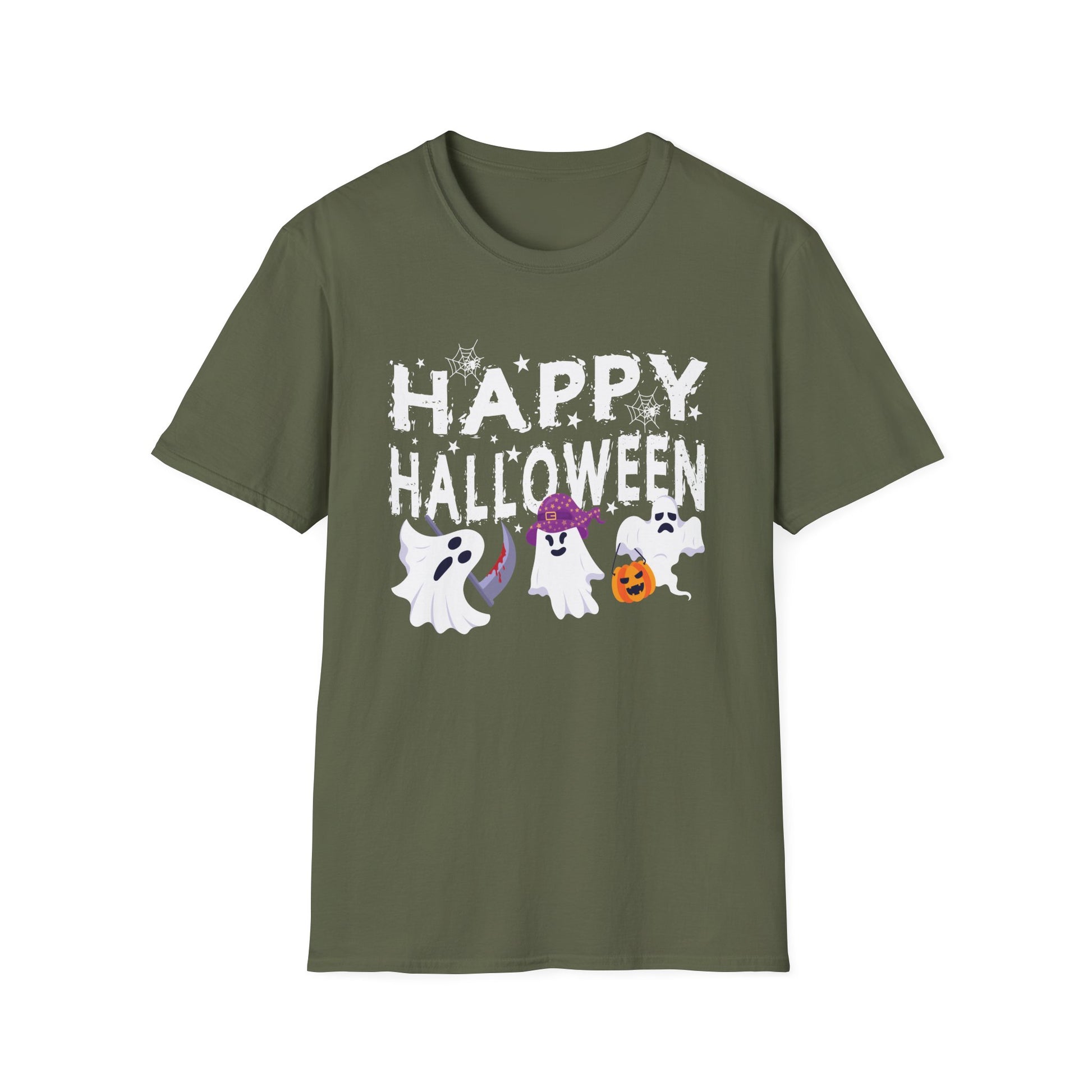 Happy Halloween Ghosts T-Shirt — Cute Spooky Graphic Tee for Halloween