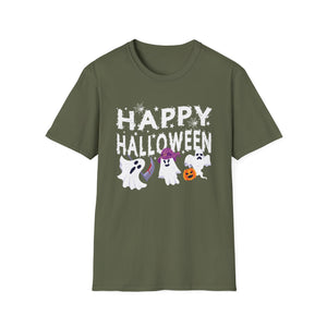 Happy Halloween Ghosts T-Shirt — Cute Spooky Graphic Tee for Halloween