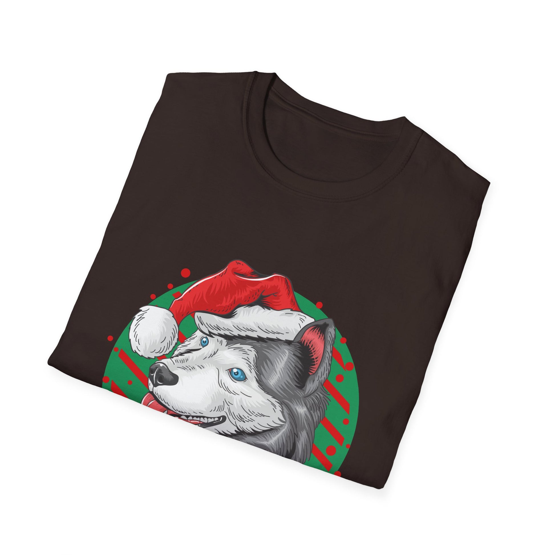 Husky Christmas T-Shirt — Festive Santa Hat Dog Holiday Tee