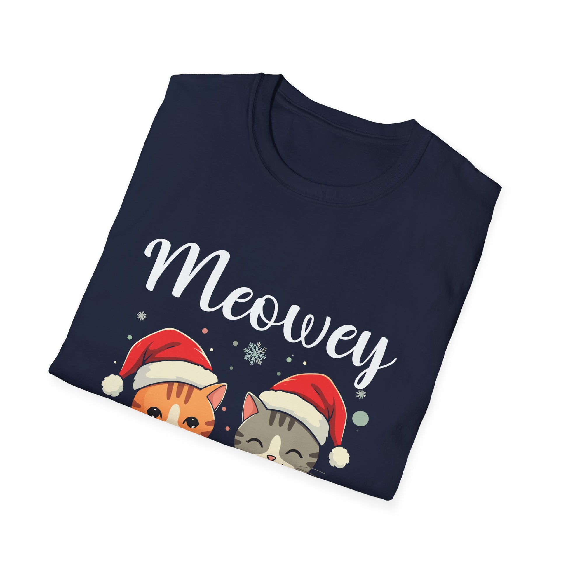 Meowey Christmas T-Shirt — Cute Cat Santa Holiday Tee