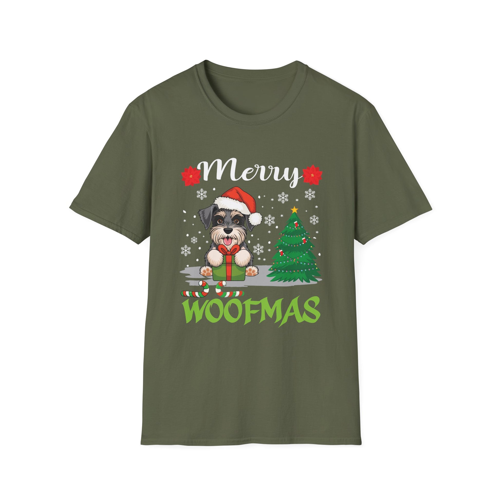 Miniature Schnauzer Merry Woofmas Christmas Dog Gift Unisex Softstyle T-Shirt