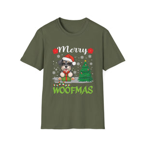 Miniature Schnauzer Merry Woofmas Christmas Dog Gift Unisex Softstyle T-Shirt