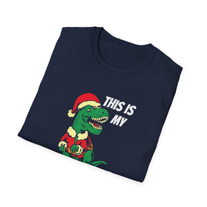 Christmas Pajama Shirt T‑Shirt — Funny T‑Rex in Santa Hat 