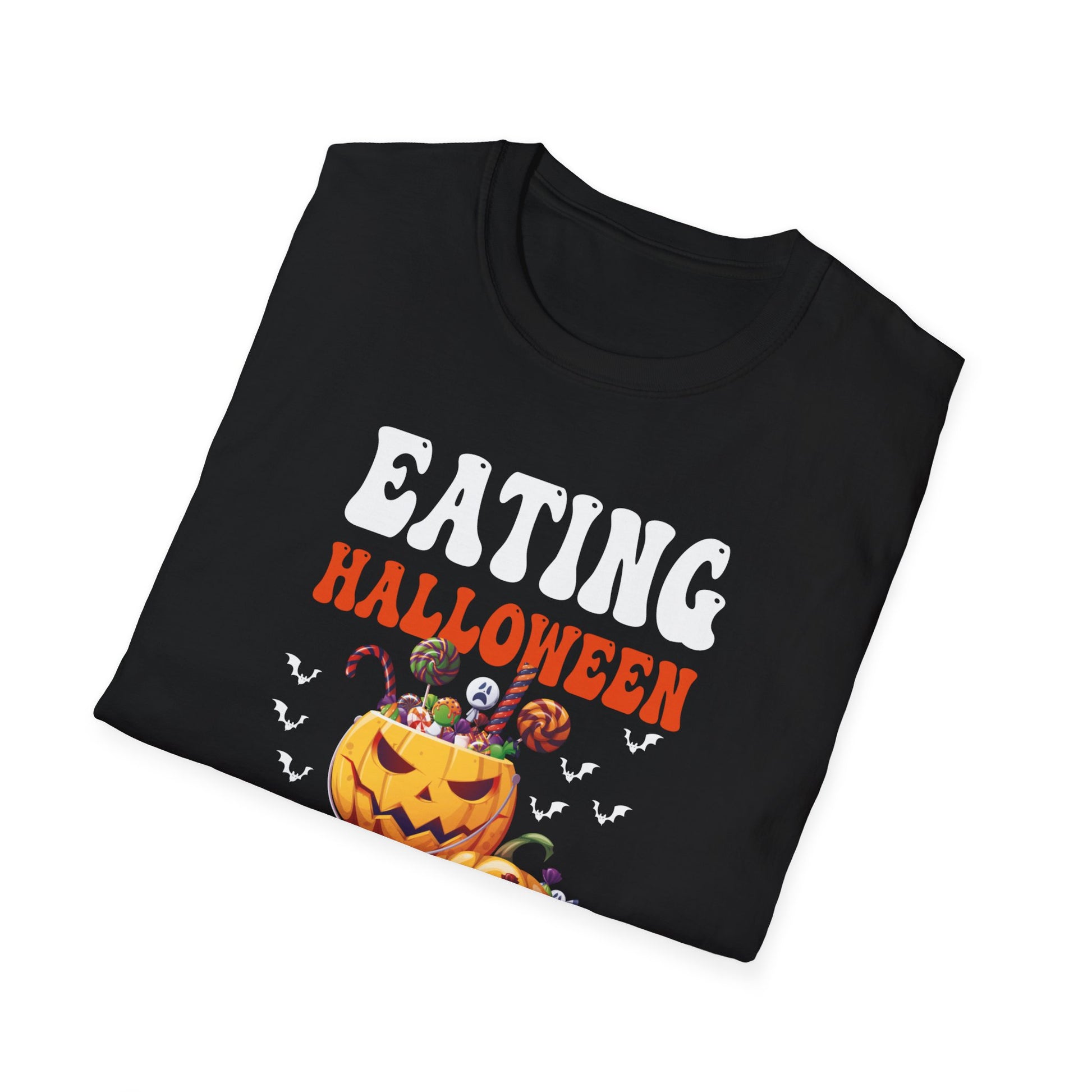Halloween Expecting Pregnant Eating Halloween Candy for 2 T-Shirt Unisex Softstyle T-Shirt