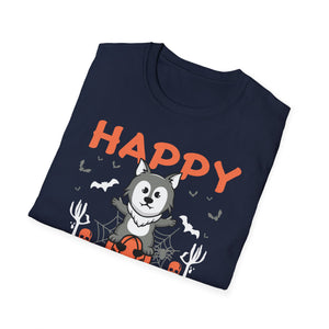 Happy Halloween Husky T-Shirt — Cute Spooky Dog Pumpkin Tee