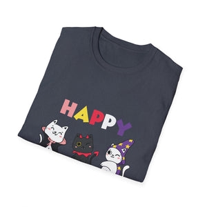 Halloween Thanksgiving Christmas Happy HalloThanksMas Cats Unisex T-Shirt